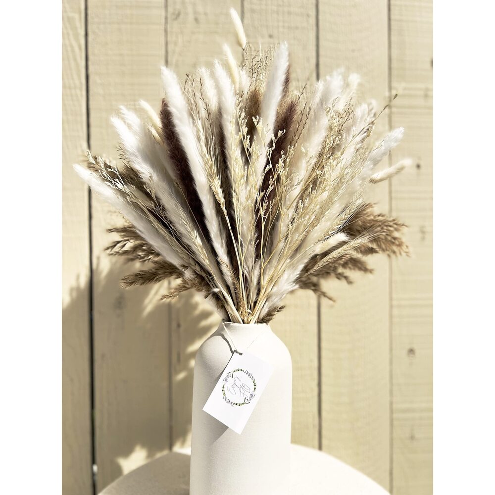 7759 80pcs Natural Pampas Grass Bouquet, Boho Home Decor, 17 Inch Flowers
